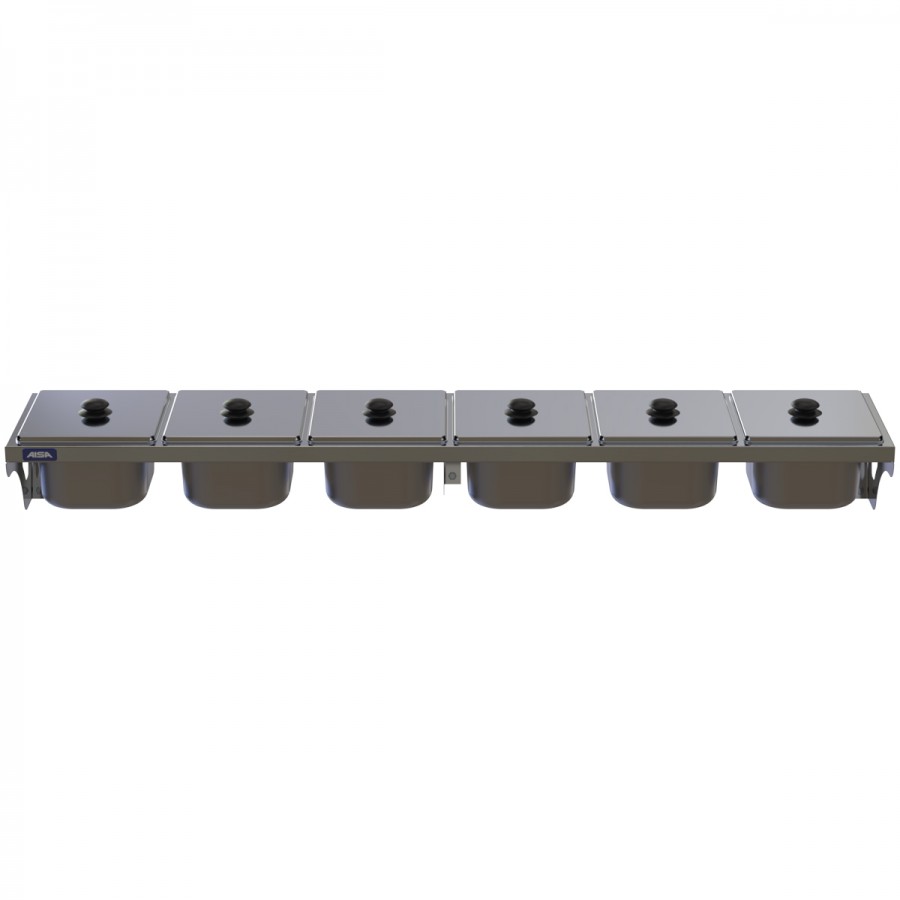 Condimentadora de Parede 6 Cubas Inox 1/6 100mm - Aisa